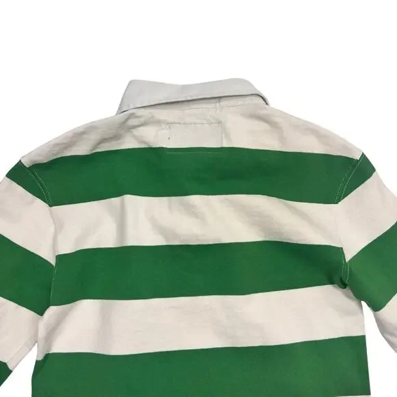 Vintage Rugby Ralph Lauren Slim Fit Polo Shirt Preppy Ivy League XS Green Stripe - Picture 6 of 12